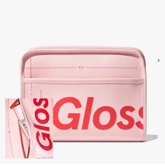Glossier Pink and Red Pouch - Picture 1 of 12